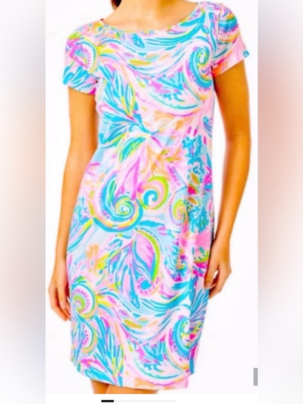 Lilly Pulitzer Short Sleeve Marlowe Dress Multi Carnivale Coral Size L